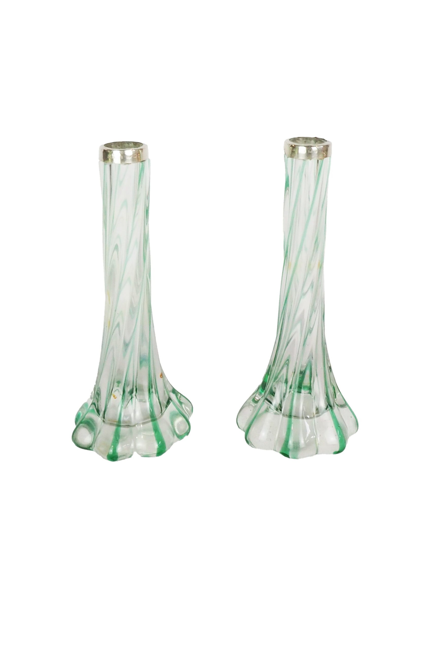 Glass and Silver Bud Vases