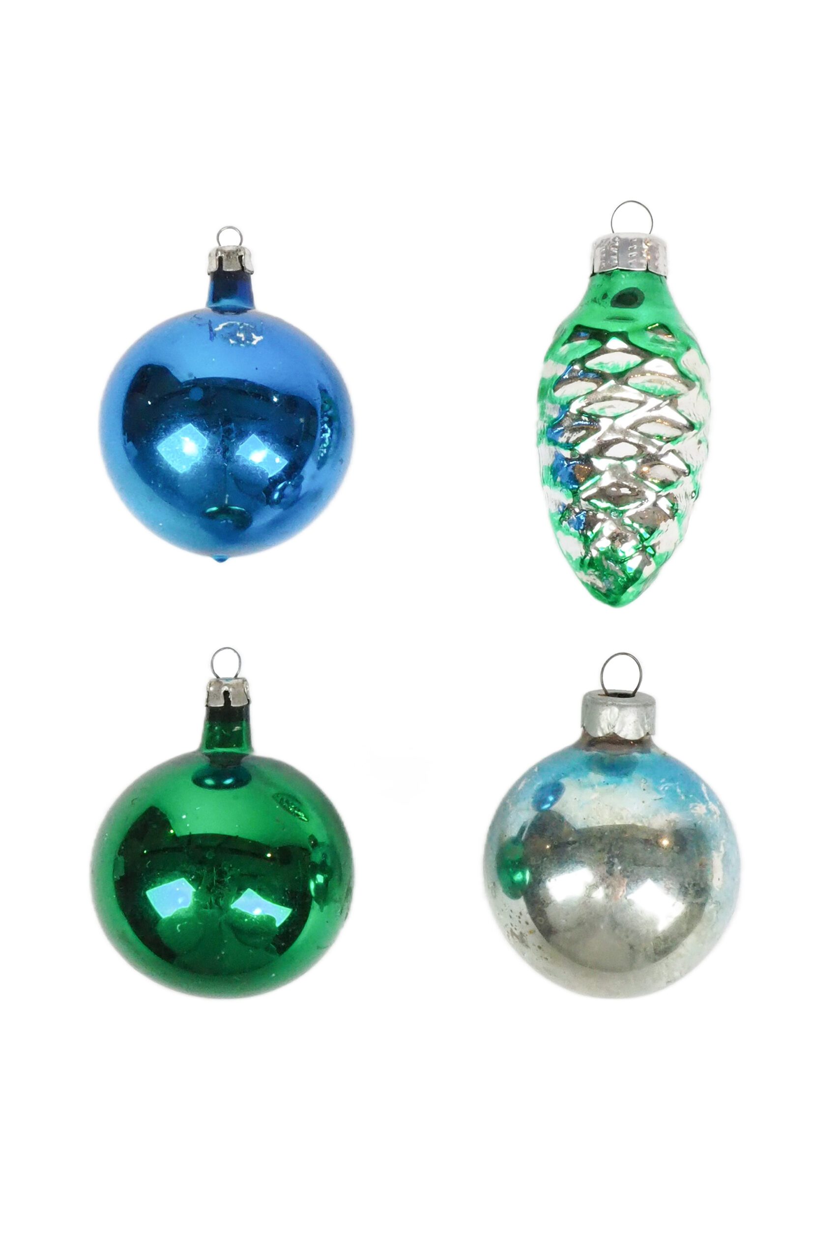 4 Antique Glass Baubles sourced exclusively for Wildmore