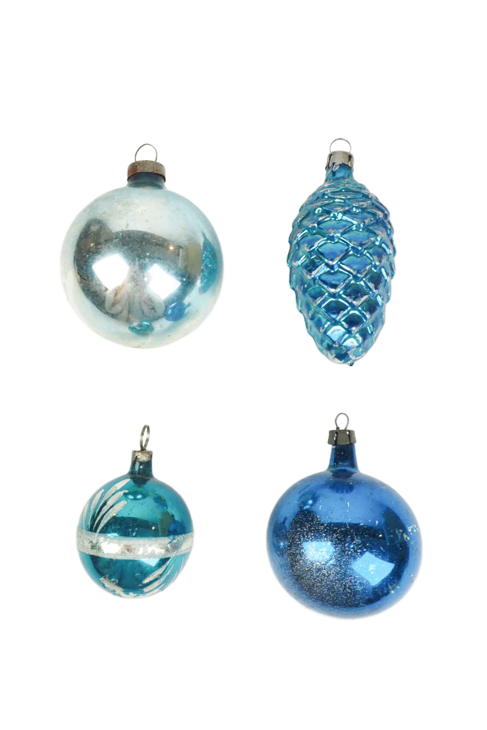 4 Antique Glass Baubles sourced exclusively for Wildmore