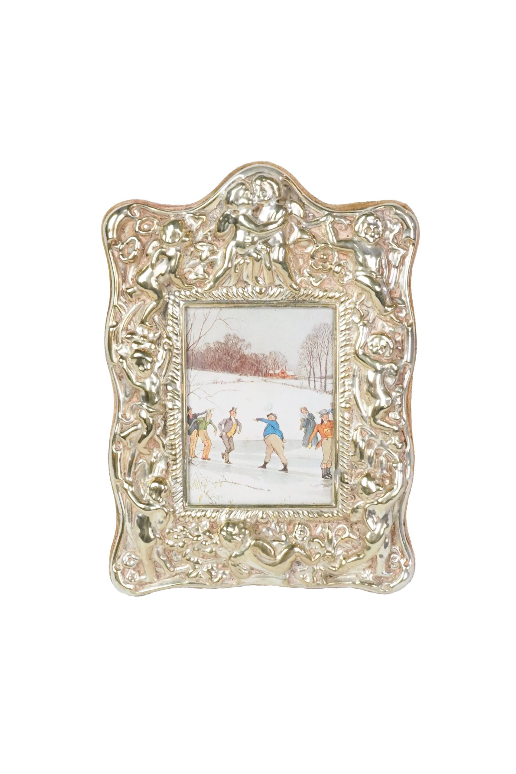 Antique Cherub Silver Plate Frame