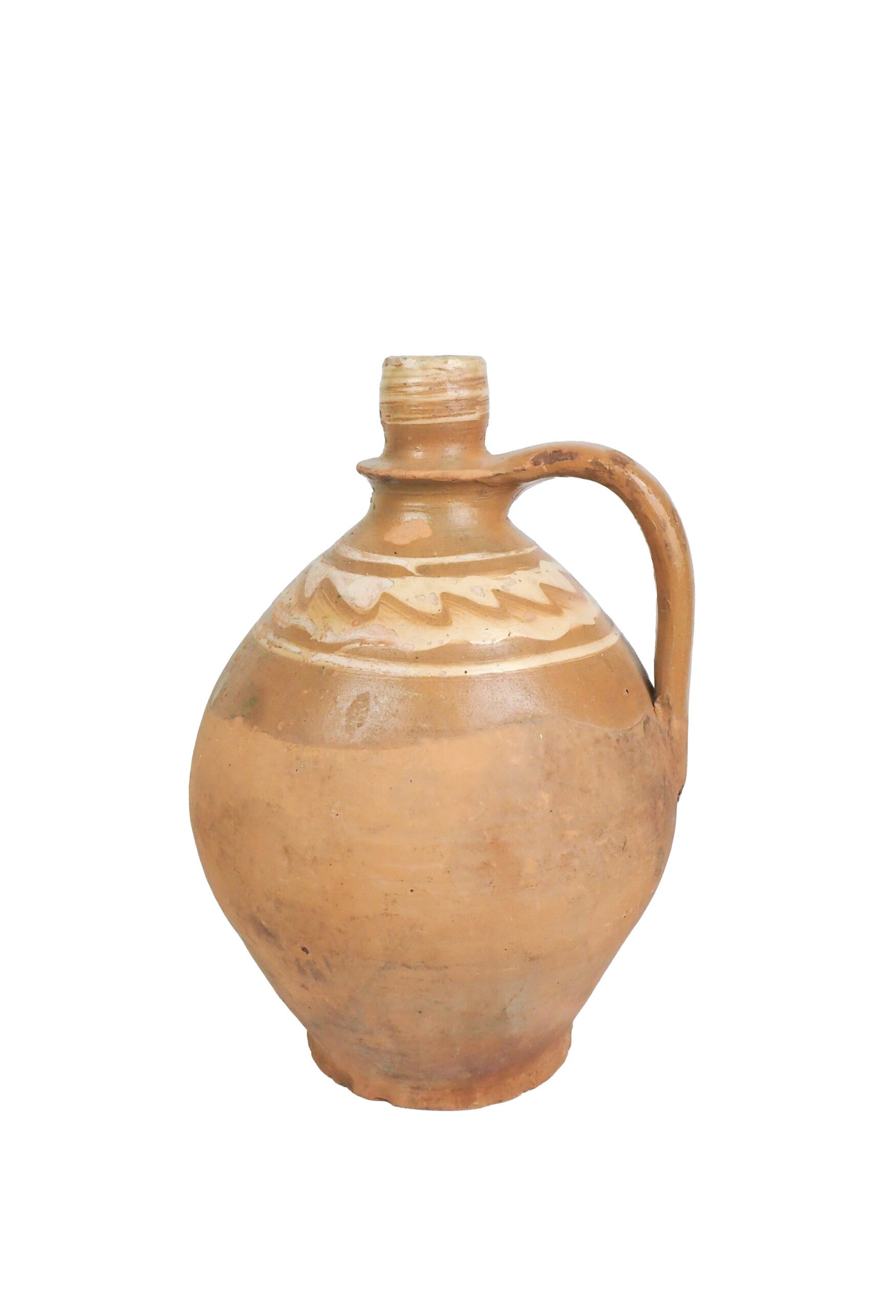 This Vintage Olive Oil Vessel is hand made from terracotta and a wonderful aged patina.