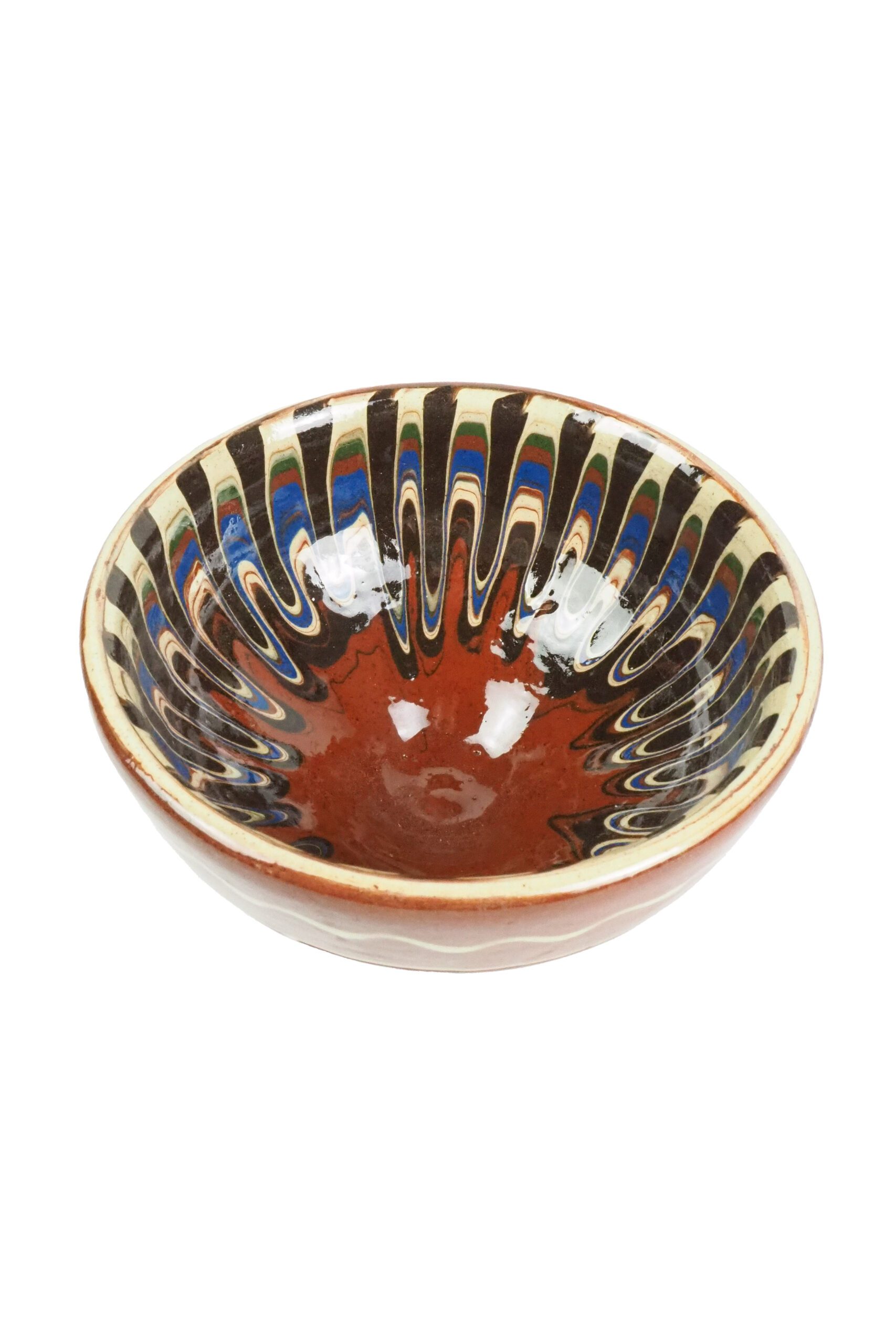 A stunning Vintage Drip Glaze Dish hand made and hand glazed in a wonderful folk art pattern. 