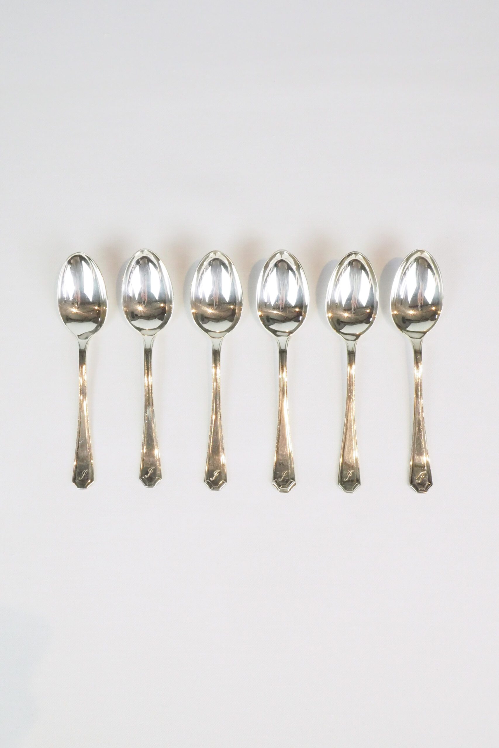 This set of 6 Vintage Silver Plate Teaspoons are monogrammed J. Sourced for Wildmore