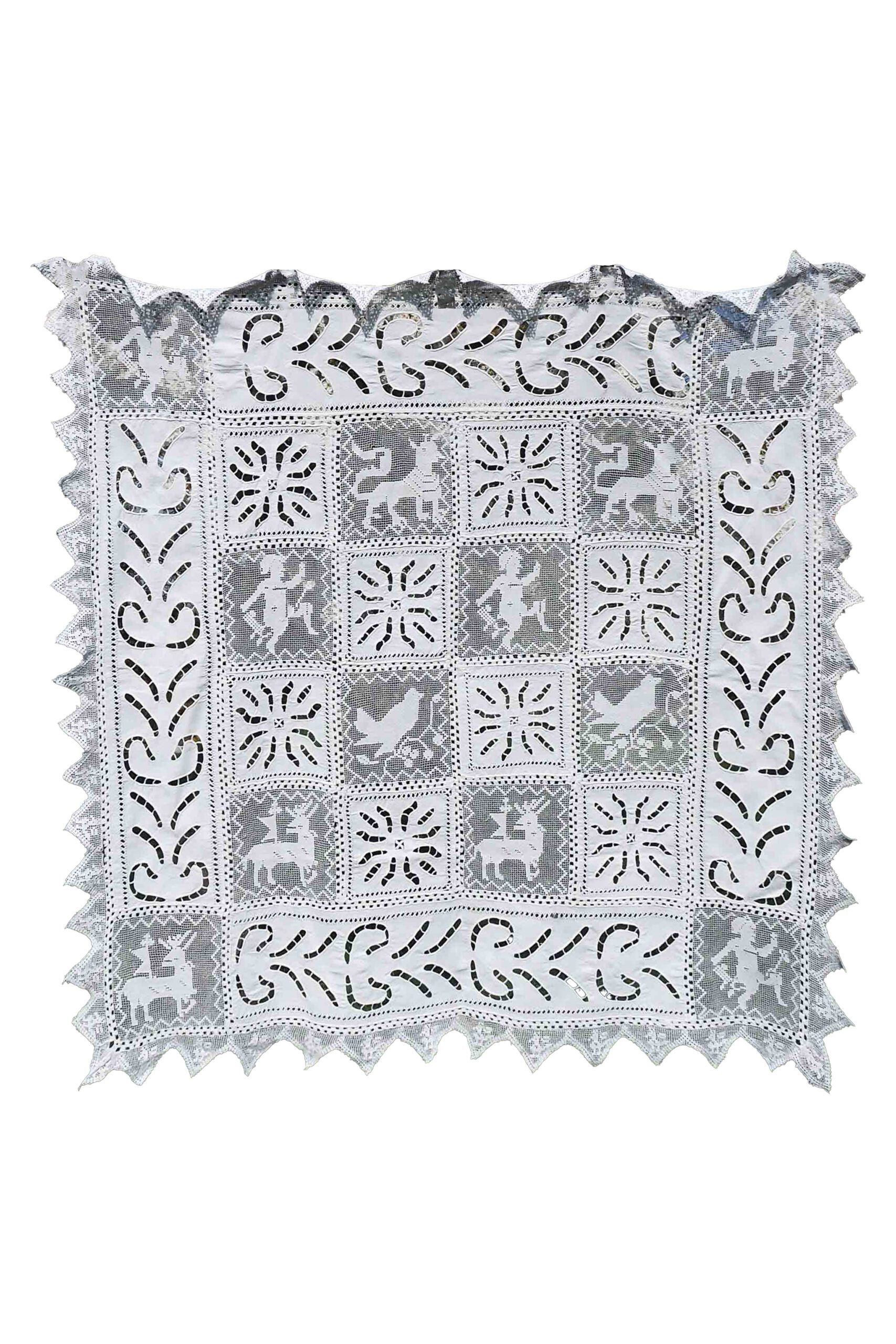 Antique Lace and Broderie Anglaise Tablecloth