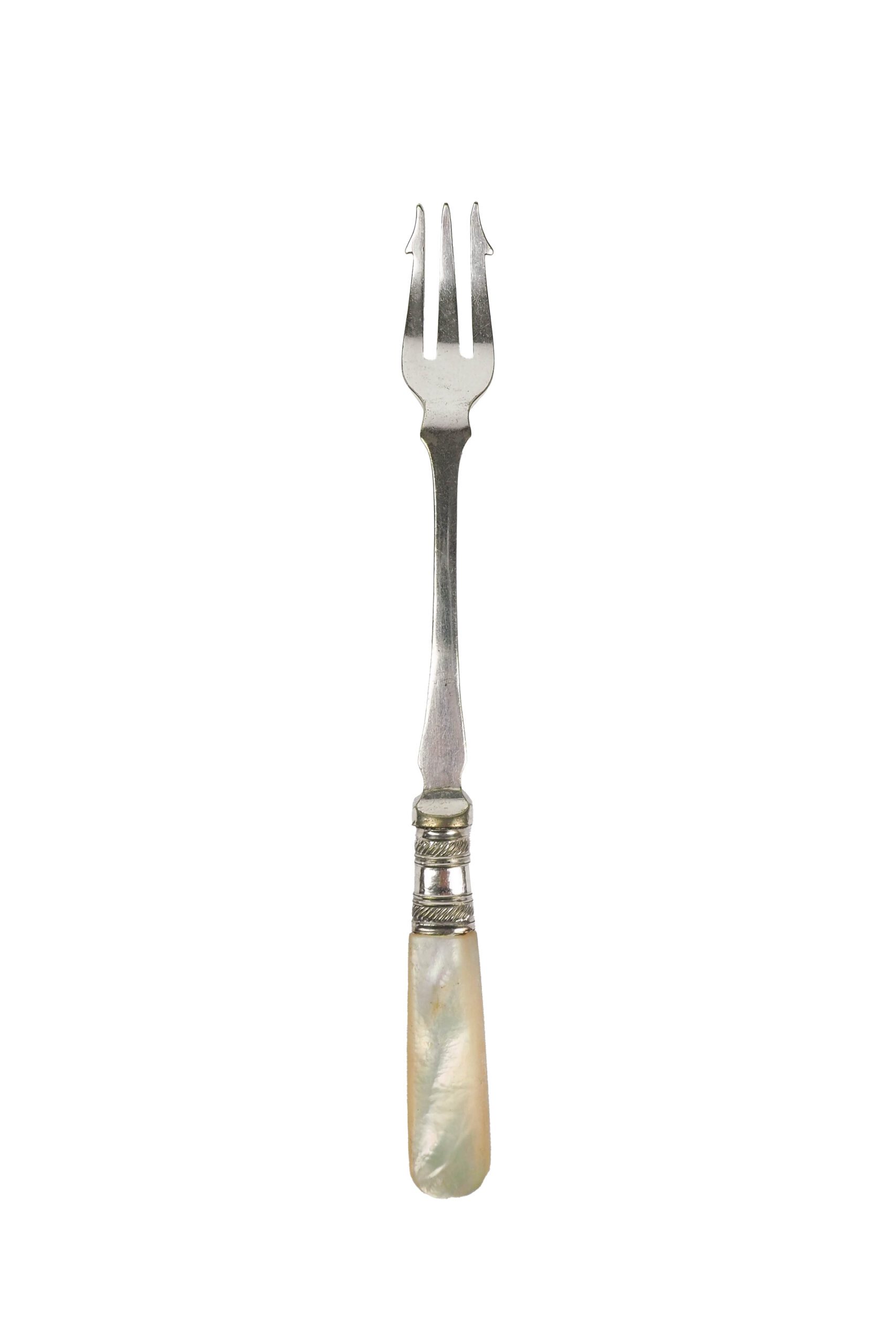 This Antique Pickle Fork is the perfect piece for your kitchen. With a beautiful Mother of Pearl handle and a Silver Plated neck and barbed prongs. Wildmore