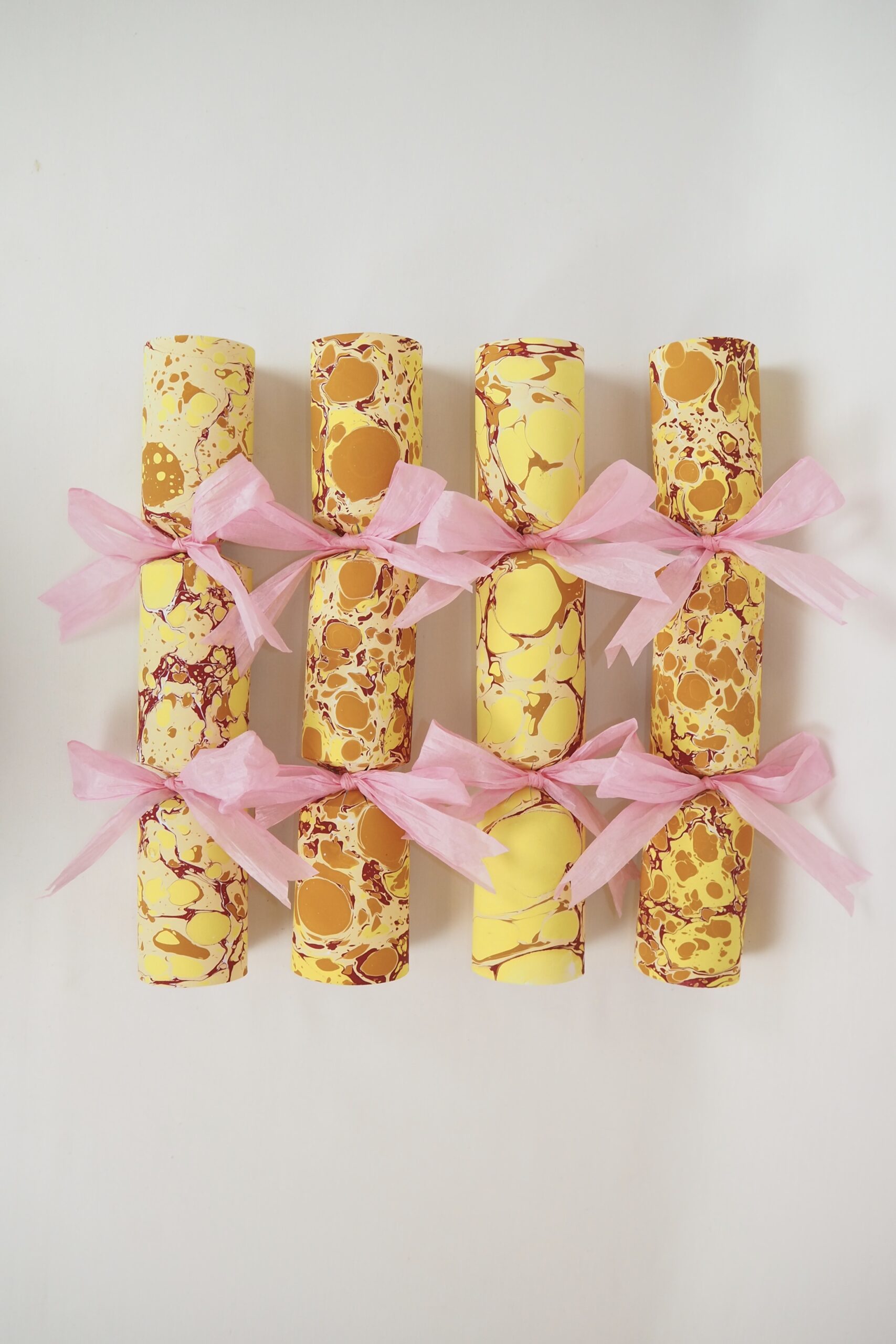 Hand Marbled Christmas Crackers Glassette Exclusive Yellow, burgundy and pink