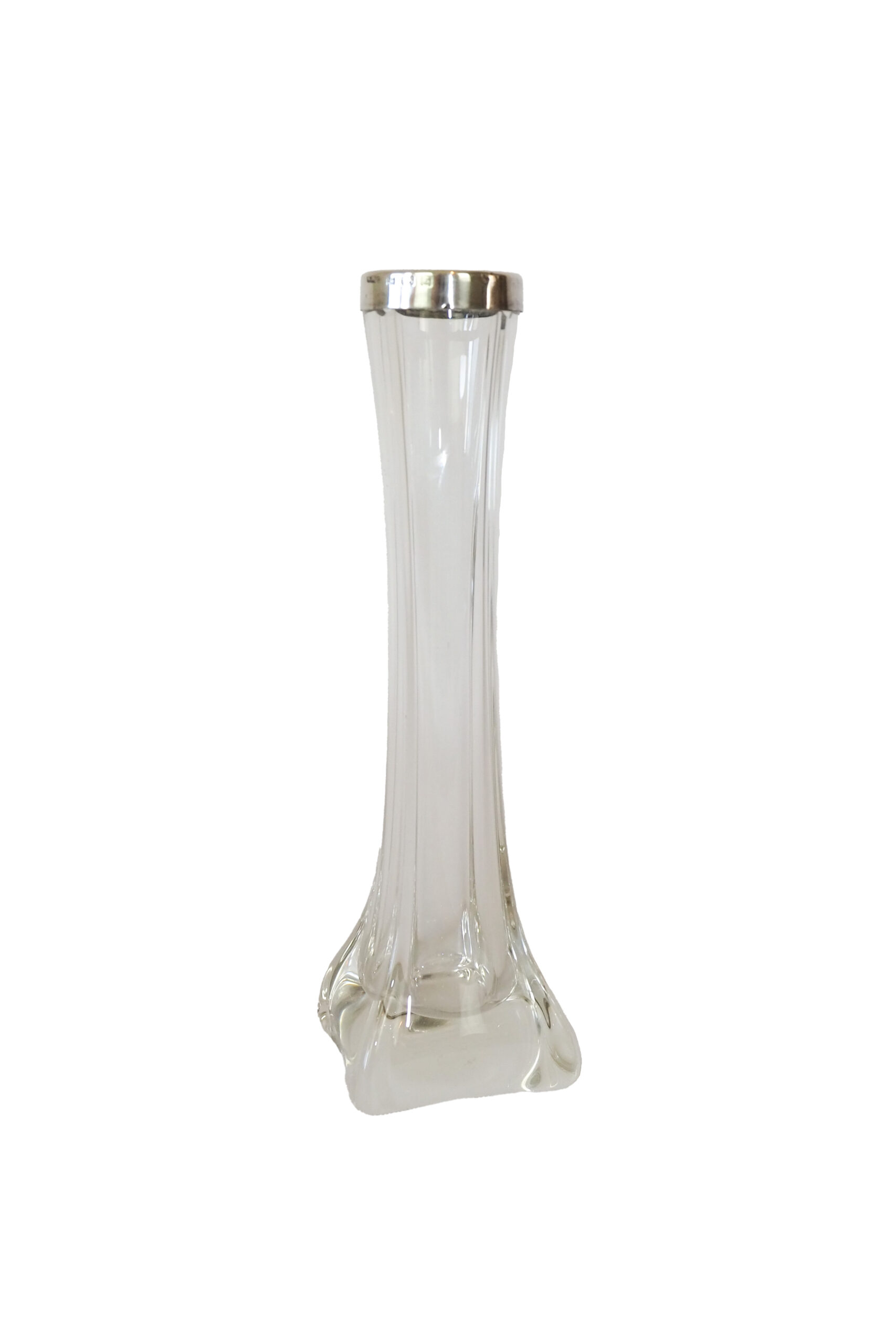 Stunning Glass and Silver Bud Vase by Arthur Willmore Pennington of Birmingham, Circa 1902. This stunning bud vase has a solid silver rim.