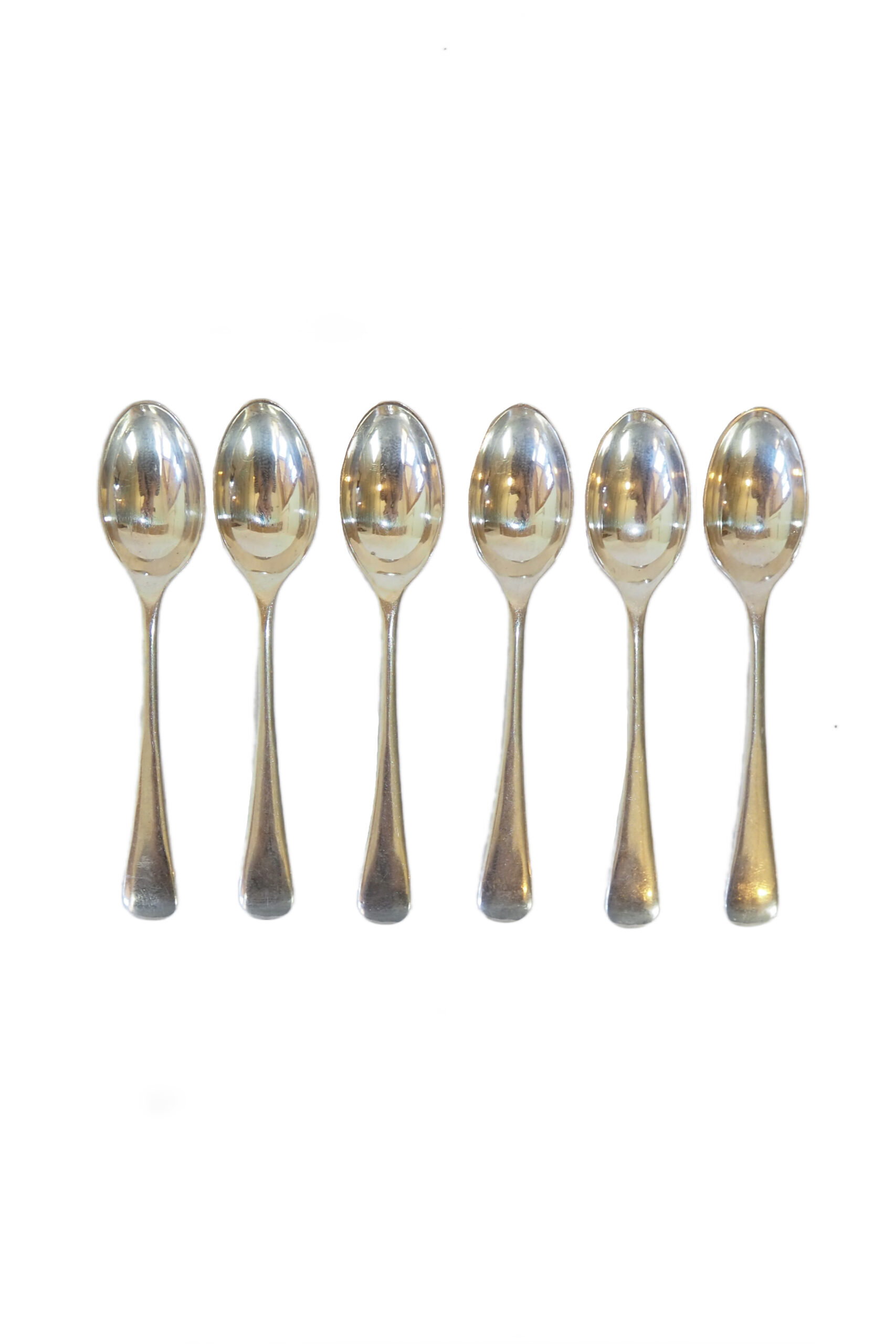A beautiful set of 6 Antique Silver Plate Teaspoons. The stylish handles give a classic timeless look to these antique teaspoons.