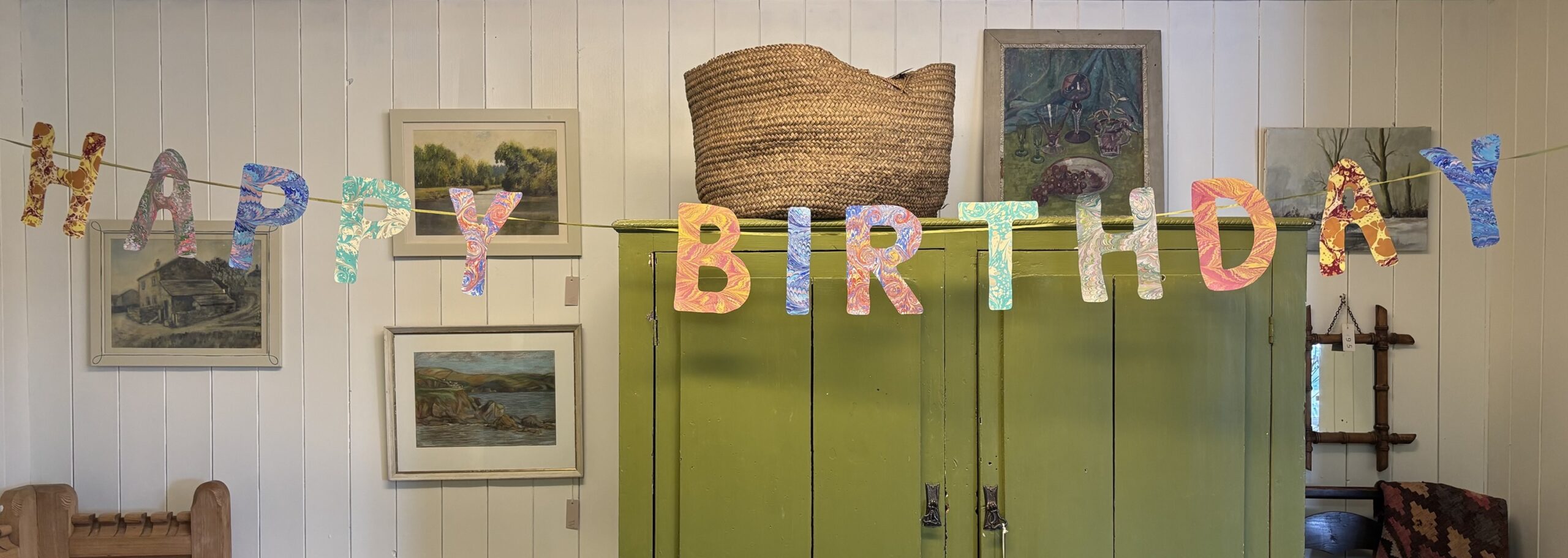 How to Make a Wildmore Hand Marbled Paper Garland Happy Birthday 